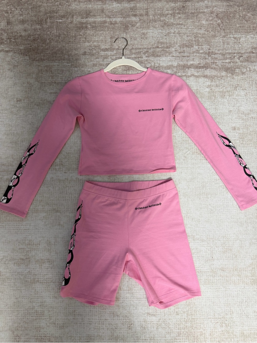 Chrome Hearts Pink Matty Boy Biker Short Set Small